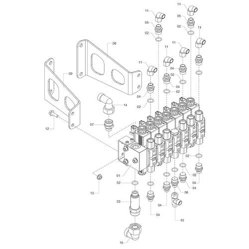 COMANDO HIDRÁULICO DAS BARRAS - MONTAGEM 1241287 (CONJUNTO COMPLETO) COMANDO HIDRÁULICO DAS BARRAS - MONTAGEM 1241287 (CONJUNTO COMPLETO)