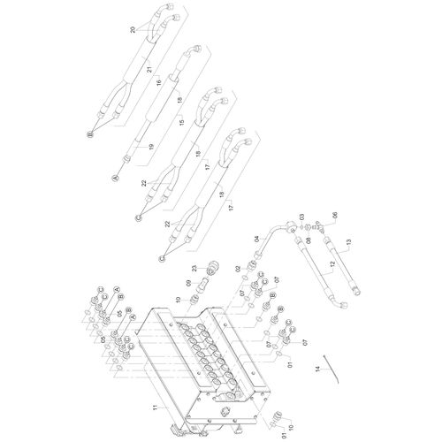 COMANDO HIDRAULICO DAS BARRAS - MONTAGEM 15825 (CONJUNTO COMPLETO) COMANDO HIDRAULICO DAS BARRAS - MONTAGEM 15825 (CONJUNTO COMPLETO)