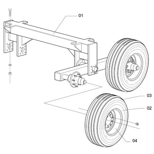 EIXO TANDEM NR. 9 - COMPL. PNEU 7.5 X 16 - 92841 - VERSÃO - 0-0/0-  -0