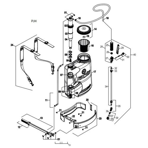PULV. COSTAL MANUAL PJH  C/ LP-601 825398 (CONJUNTO COMPLETO)
