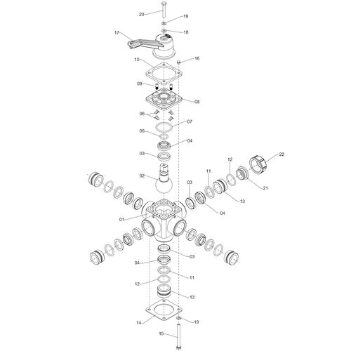 Válvula 5 vias c/tampão e s/bicos 205922 (CONJUNTO COMPLETO) Válvula 5 vias c/tampão e s/bicos 205922 (CONJUNTO COMPLETO)