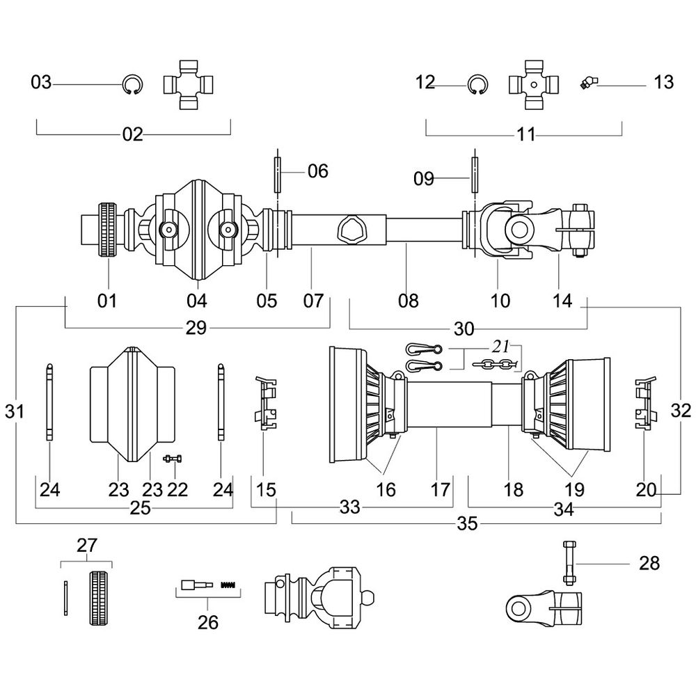 CARDAN HOMO 960 104 Z=6 X Ø35 - 344762 - VERSÃO - 0-0/0- -0 - Jacto Mobile