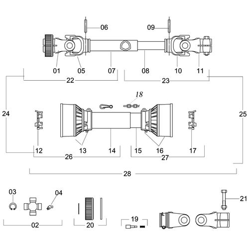 CARDAN CONV 1500 102 Z=6 X Ø30 - 558908 - VERSÃO - 0-0/0-A -0