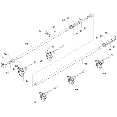 Conjunto - ramal esp. 500mm - 5 bicos 1192947 (CONJUNTO COMPLETO) Conjunto - ramal esp. 500mm - 5 bicos 1192947 (CONJUNTO COMPLETO)