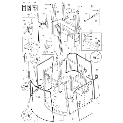 ESTRUTURA DA CABINE E COMPLEMENTOS 1202632 (CONJUNTO COMPLETO)