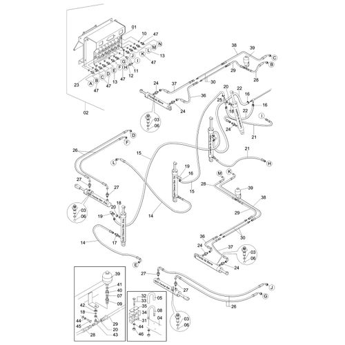 CIRCUITO HIDRAULICO II  ATÉ MAQ. 522 152306 (CONJUNTO COMPLETO)