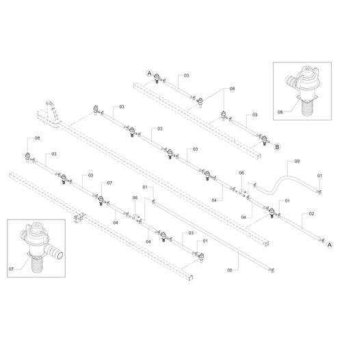 MANGUEIRAS DIREITA/ESQUERDA B-12/4V 249524 (CONJUNTO COMPLETO)