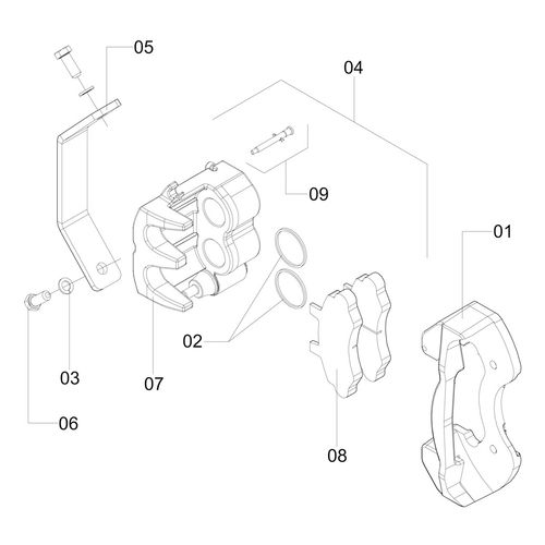 Pinça de freio - direita com reparo 273409 (CONJUNTO COMPLETO) Pinça de freio - direita com reparo 273409 (CONJUNTO COMPLETO)