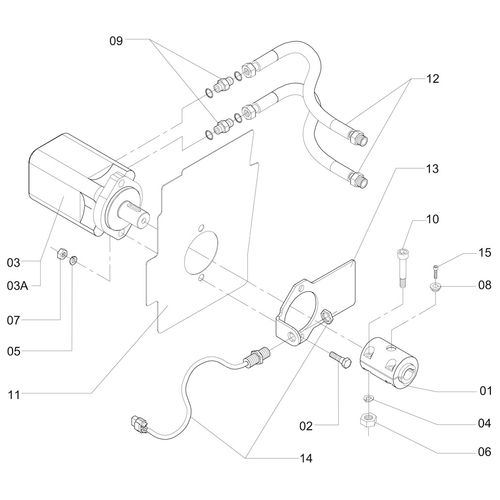 MONTAGEM MOTOR HIDR. HORIZONTAL DIR 527803 (CONJUNTO COMPLETO)