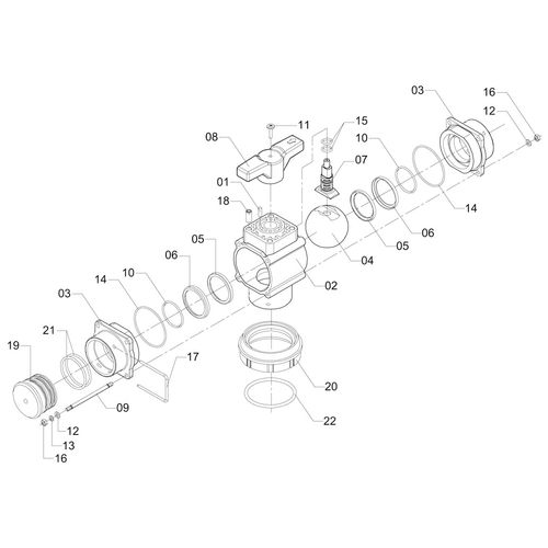 Válvula de 3 vias c/tamp. e flange-fix 660795 (CONJUNTO COMPLETO)