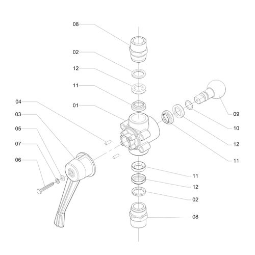 Comando - Válvula direcional 90° 706275 (CONJUNTO COMPLETO) Comando - Válvula direcional 90° 706275 (CONJUNTO COMPLETO)