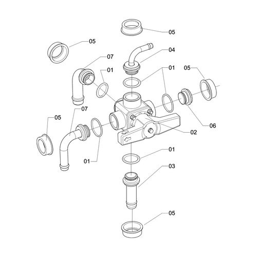 VALVULA 5 VIAS - 3 SAIDAS - COM BICOS 790881 (CONJUNTO COMPLETO) VALVULA 5 VIAS - 3 SAIDAS - COM BICOS 790881 (CONJUNTO COMPLETO)
