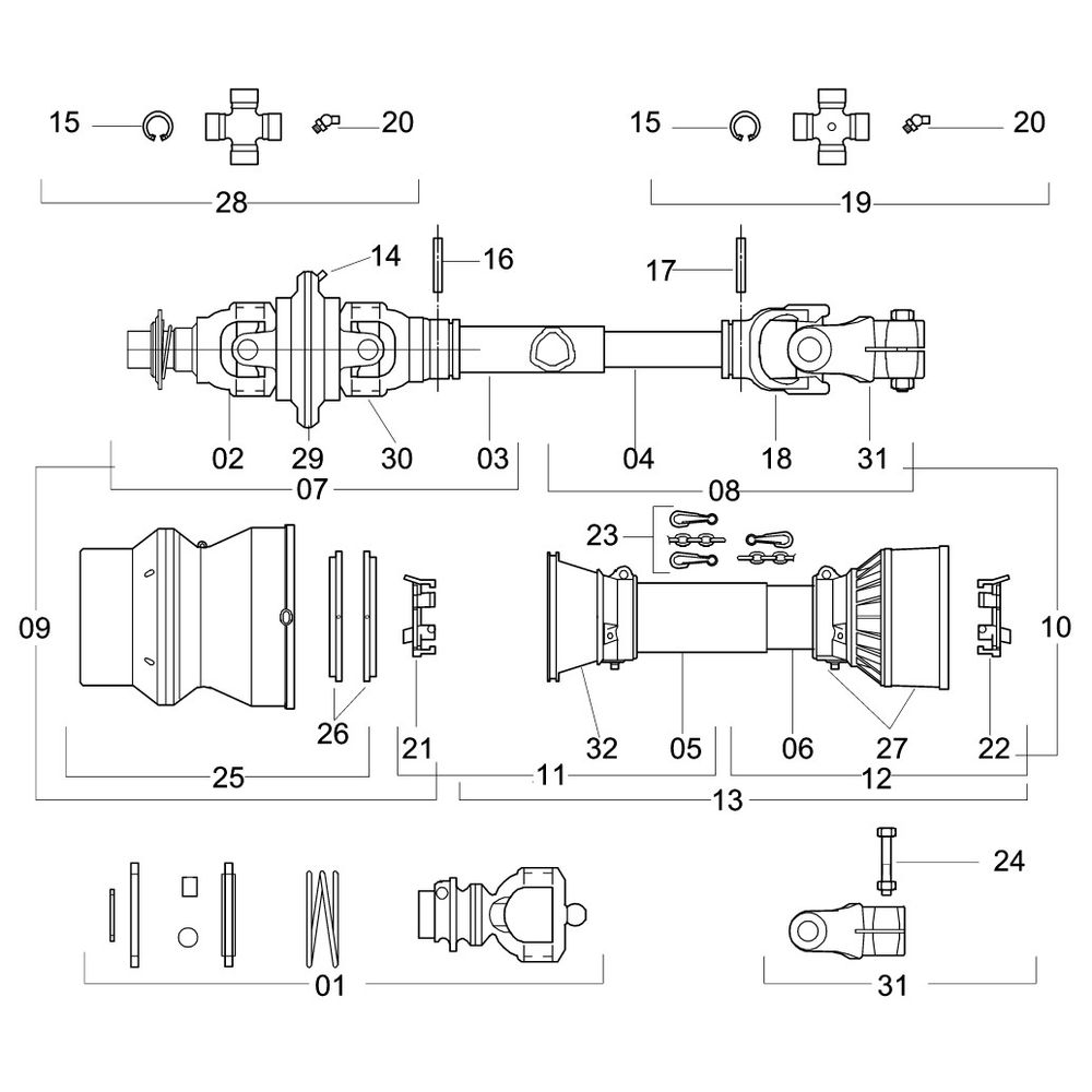 CARDAN HOMO 1460 104 Z=6 X Ø35 - 912865 - VERSÃO - 0-0/0- -1 - Jacto Mobile