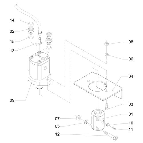 MOTOR HIDRAULICO DO OSCILADOR DIR COMPLE 1186241 (CONJUNTO COMPLETO)