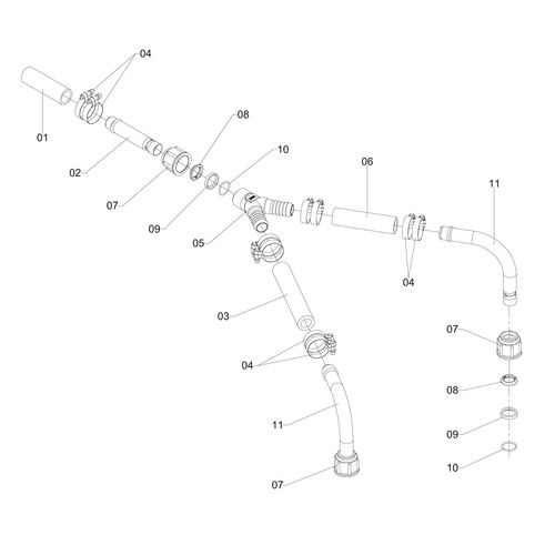 MANGUEIRAS DO TERCEIRO FILTRO (500) 6V 1188145 (CONJUNTO COMPLETO)