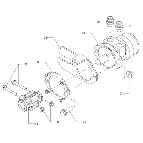 MOTOR HIDRAULICO DA ROSCA ESPALHADORA 1203189 (CONJUNTO COMPLETO)