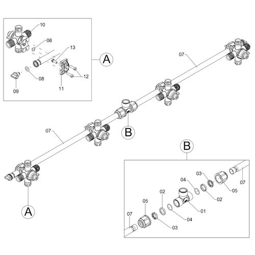 RAMAL ESPAÇAMENTO 350MM - 4 BICOS 1206526 (CONJUNTO COMPLETO) RAMAL ESPAÇAMENTO 350MM - 4 BICOS 1206526 (CONJUNTO COMPLETO)