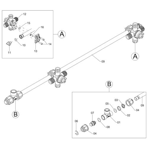 RAMAL ESPAÇAMENTO 500MM - 2 BICOS 1206524 (CONJUNTO COMPLETO) RAMAL ESPAÇAMENTO 500MM - 2 BICOS 1206524 (CONJUNTO COMPLETO)