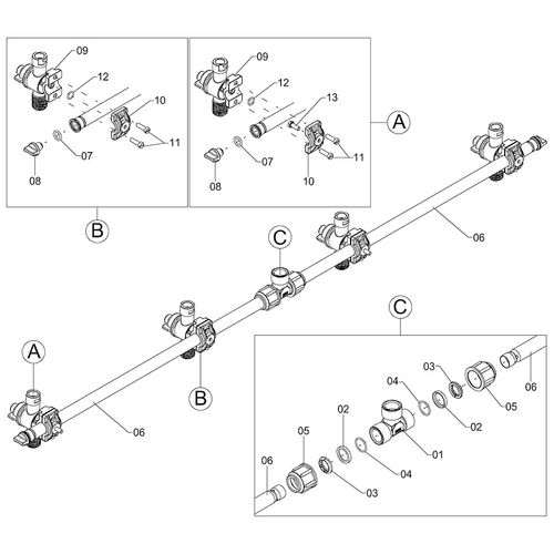 RAMAL ESPAÇAMENTO 350MM - 4 BICOS 1210734 (CONJUNTO COMPLETO) RAMAL ESPAÇAMENTO 350MM - 4 BICOS 1210734 (CONJUNTO COMPLETO)