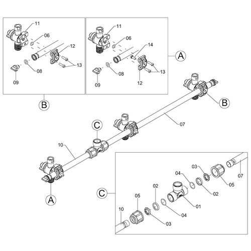 RAMAL ESPAÇAMENTO 350MM - 3 BICOS 1210733 (CONJUNTO COMPLETO)