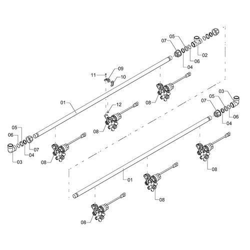 Conjunto - ramal esp. 500mm - 6 bicos 1224285 (CONJUNTO COMPLETO)