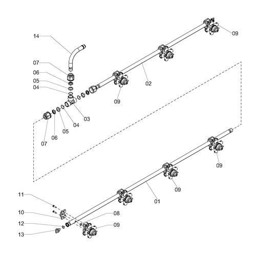 Conj. - ramal esp. 350 - 7 bicos iso 1240144 (CONJUNTO COMPLETO)