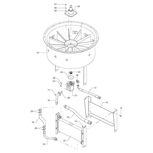 Estrutura do ventilador e complementos 1241166 (CONJUNTO COMPLETO)
