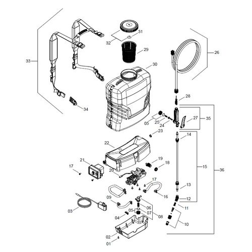 PULVERIZADOR PJB-20c (C)  NCERT- CE MARK 1244842 (CONJUNTO COMPLETO)