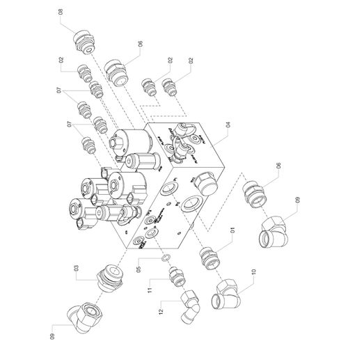 Bloco sist adubação com conex - alumínio 1245911 (CONJUNTO COMPLETO) Bloco sist adubação com conex - alumínio 1245911 (CONJUNTO COMPLETO)