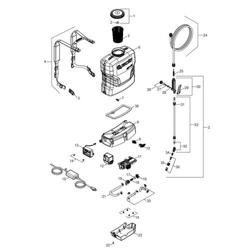 PULVERIZADOR PJB-20 (C) NCERT 1252084 (CONJUNTO COMPLETO)