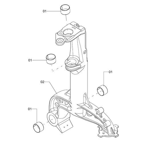 Suporte da suspensão direita - prensada 1263208 (CONJUNTO COMPLETO) Suporte da suspensão direita - prensada 1263208 (CONJUNTO COMPLETO)