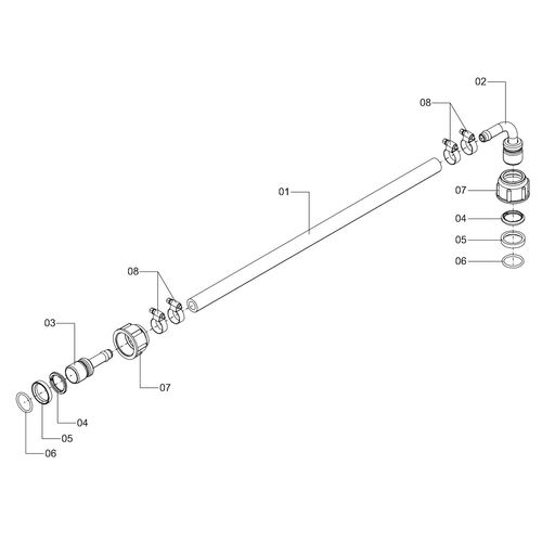 Conjunto mangueira de retorno 1370mm 1250511 (CONJUNTO COMPLETO)